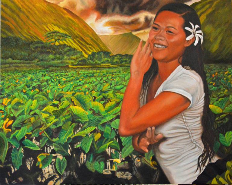 Original People Painting by Thu Nguyen | Figurative Art on Canvas | The Taro Farm Girl