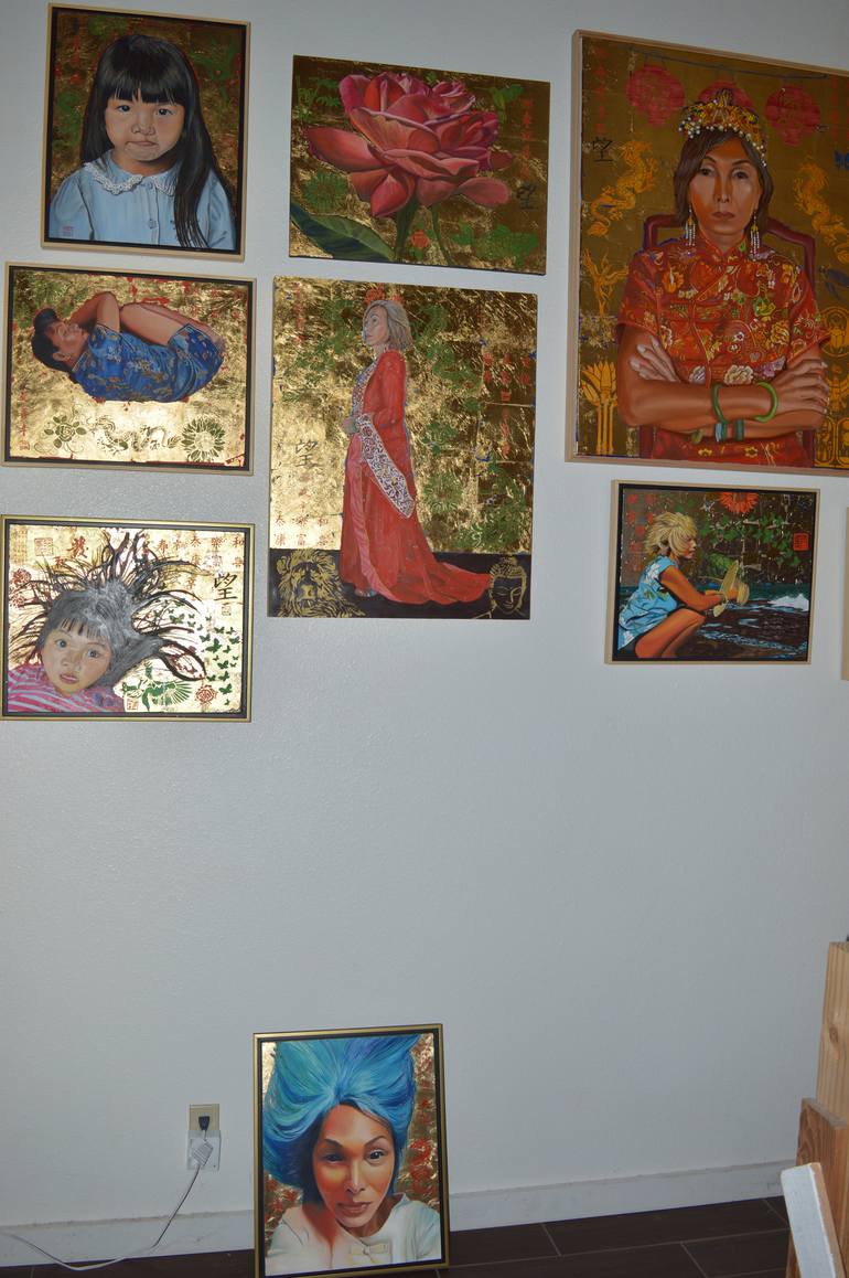 Original Art Deco Children Painting by Thu Nguyen