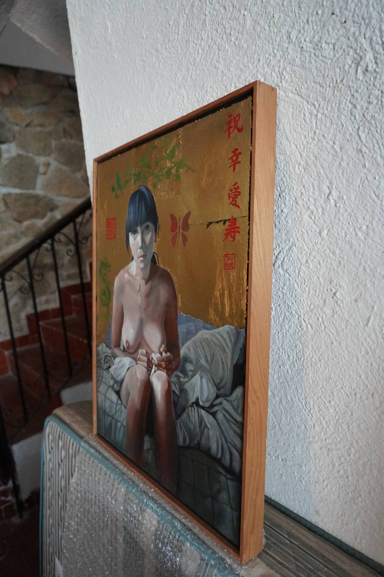 Original Art Deco Erotic Painting by Thu Nguyen