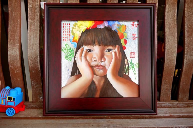Original Portraiture Children Painting by Thu Nguyen