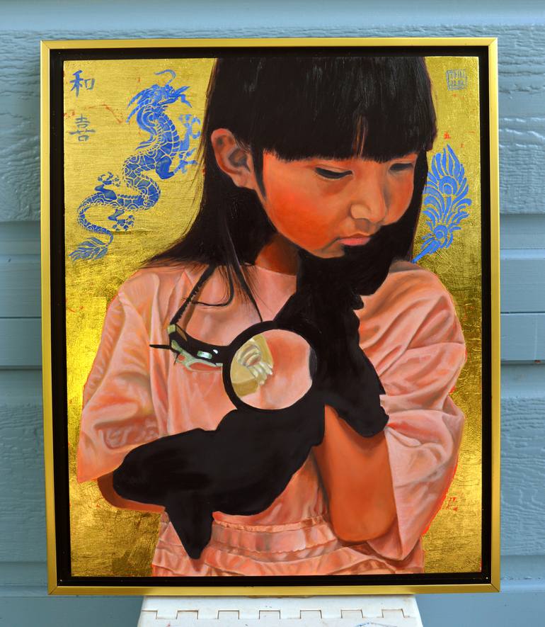 Original Realism Children Painting by Thu Nguyen