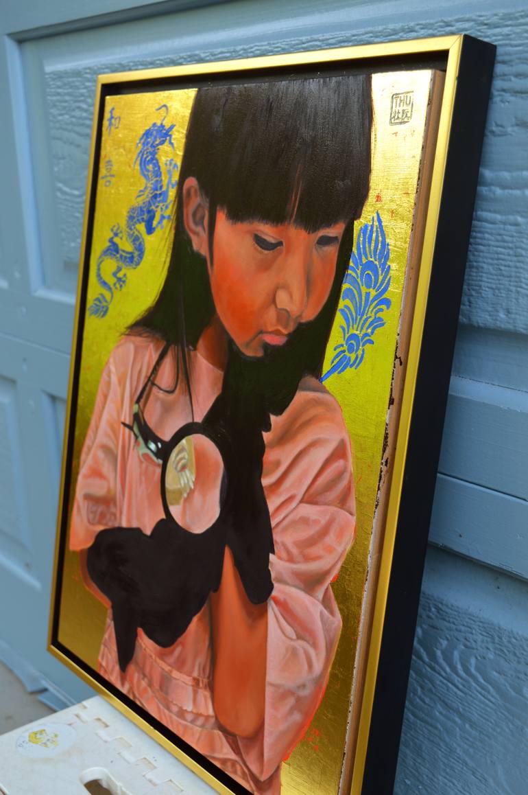 Original Realism Children Painting by Thu Nguyen