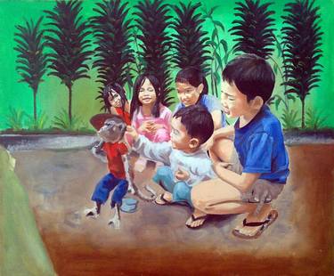Print of Realism Children Paintings by Dadan Suherlan