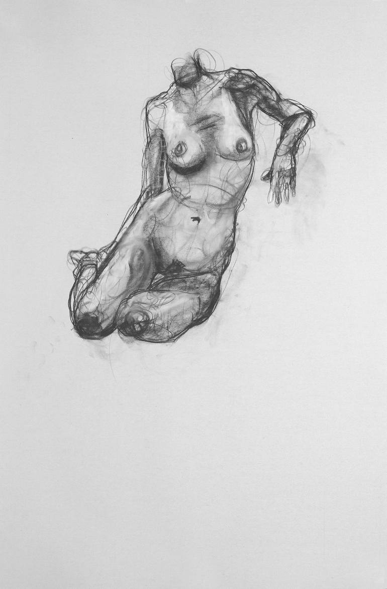 Original Fine Art Nude Drawing by Lorien Haynes