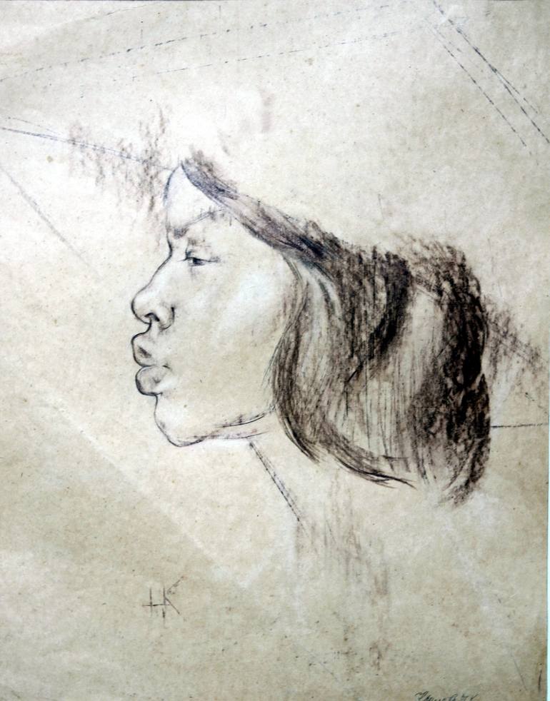 Vietnamese girl, paper, collet pencil, 1997 Drawing by Vassili Vasko ...