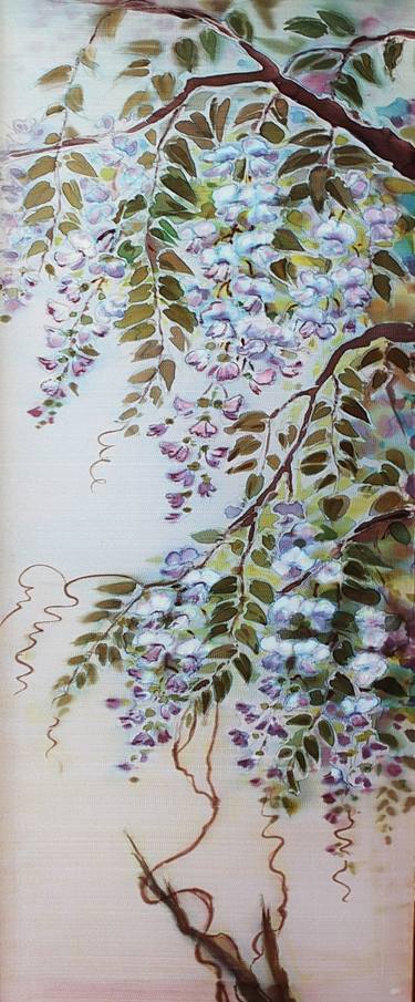 Flowers,silk, acrylik, painting, 1997 thumb