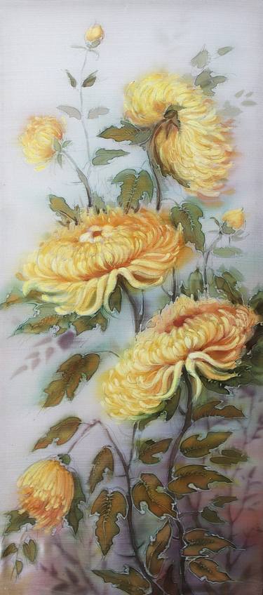Flowers,silk, acrylik, painting, 2003 thumb