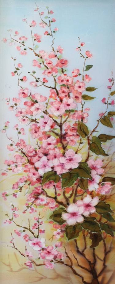 Flowers,silk, acrylik, painting, 1998 thumb