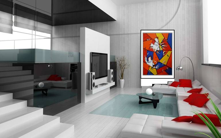 Original Abstract Geometric Painting by C H H A B I K I S K U