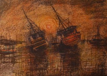 Print of Expressionism Boat Paintings by c h h a b i k i s k u