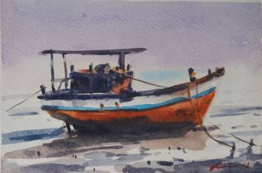 Print of Boat Paintings by c h h a b i k i s k u