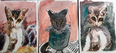 Print of Fine Art Cats Paintings by c h h a b i k i s k u