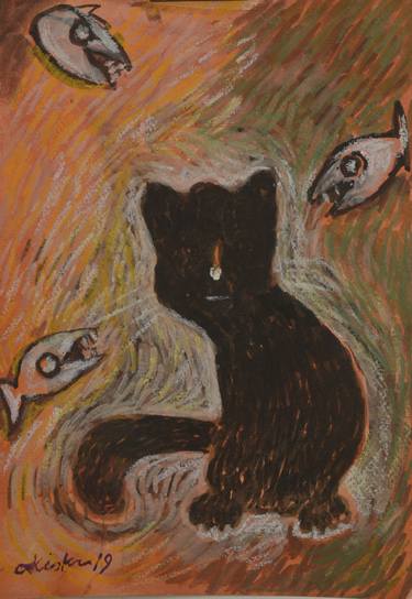 Print of Abstract Cats Paintings by c h h a b i k i s k u