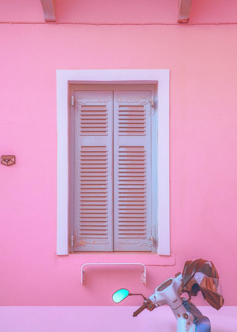 Original Architecture Photography by Igor Vitomirov | Documentary Art on Paper | moped and window