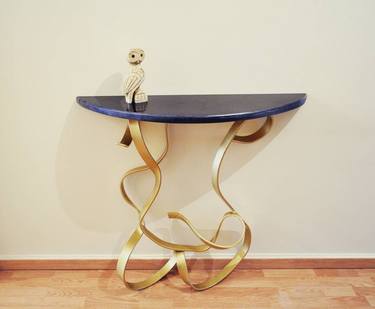 Glamorous console table...Antique gold & black granite thumb