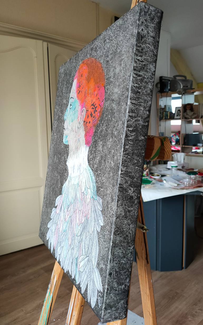 Original Figurative People Mixed Media by Cécile Duchêne Malissin