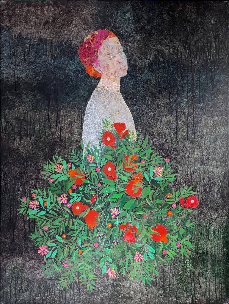 Original Portraiture Portrait Mixed Media by CéCile DuchêNe Malissin