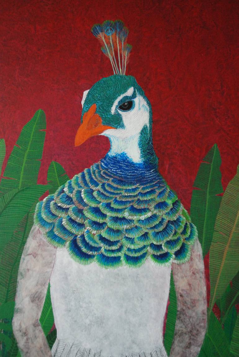 Original Surrealism Portrait Painting by Cécile Duchêne Malissin