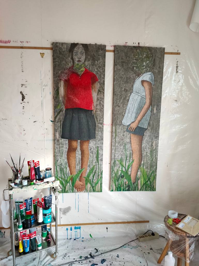 Original Expressionism People Mixed Media by Cécile Duchêne Malissin