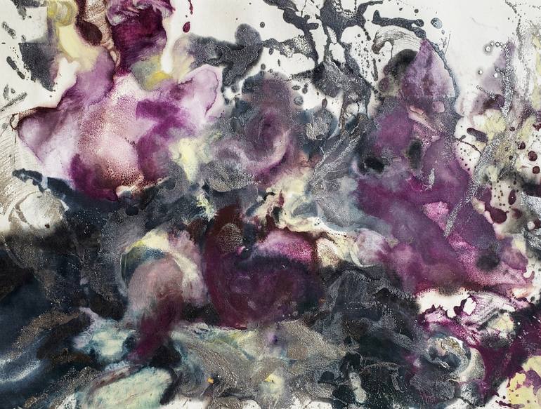 Original Abstract Floral Printmaking by Birgit Huttemann-Holz