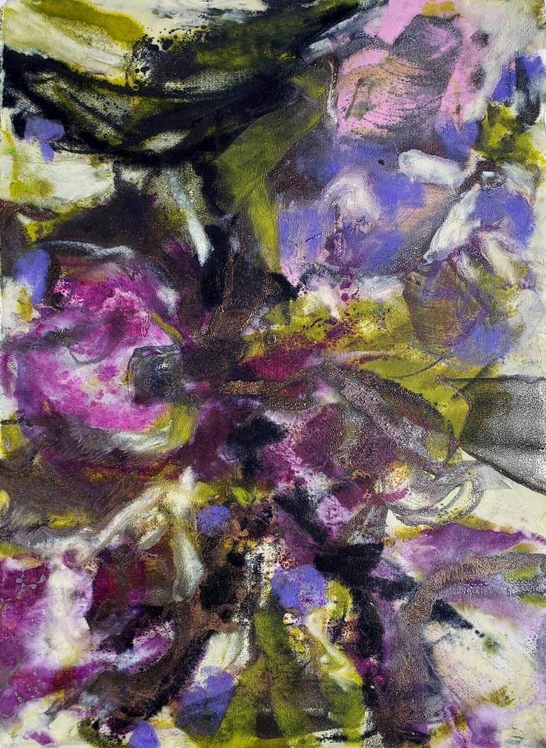 Original Abstract Floral Printmaking by Birgit Huttemann-Holz