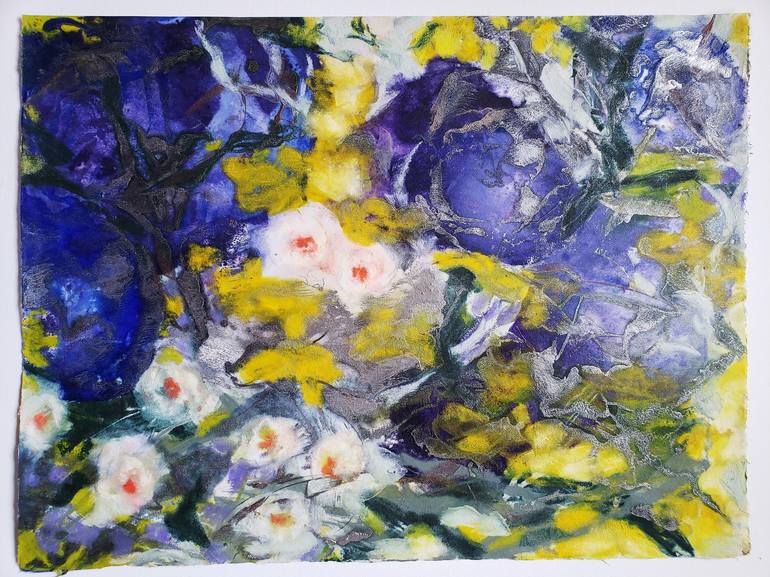 Original Abstract Floral Printmaking by Birgit Huttemann-Holz