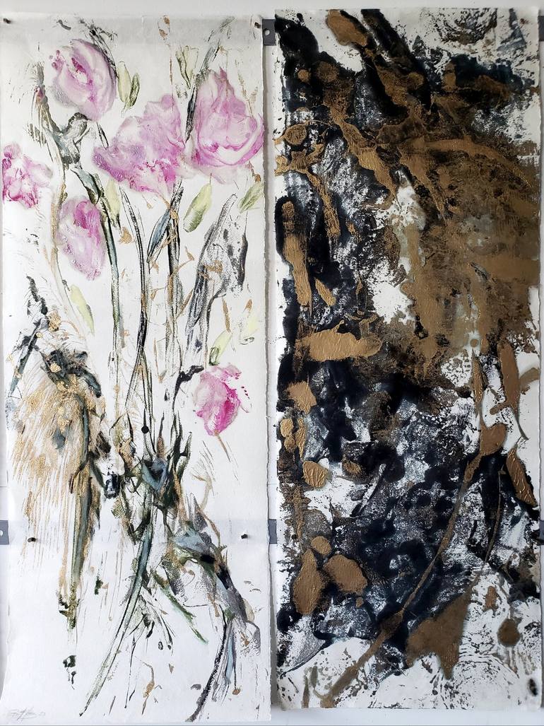 Original Impressionism Floral Printmaking by Birgit Huttemann-Holz