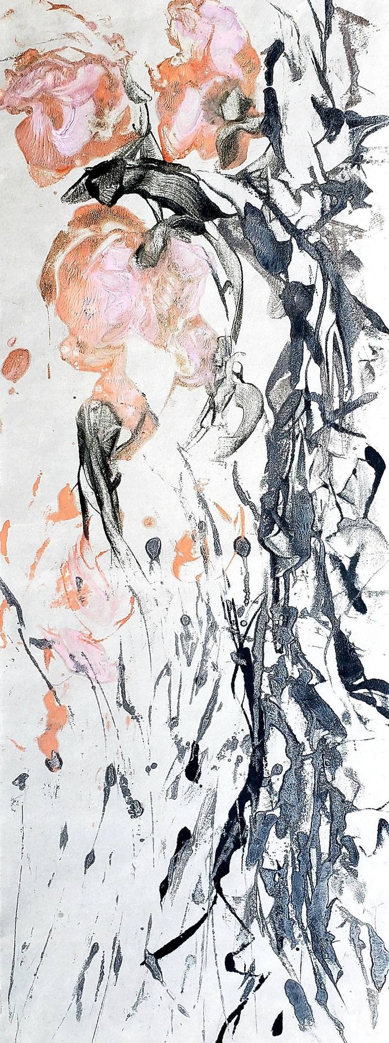 Original Abstract Floral Printmaking by Birgit Huttemann-Holz