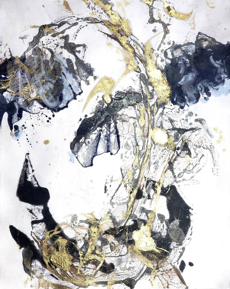 Original Abstract Floral Printmaking by Birgit Huttemann-Holz