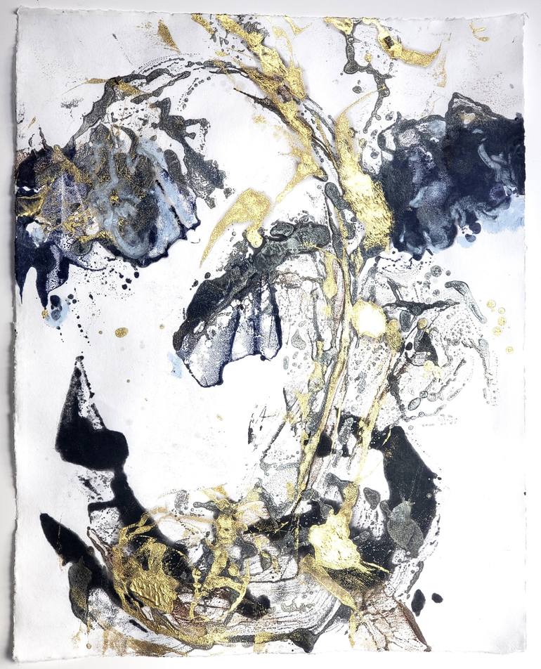 Original Abstract Floral Printmaking by Birgit Huttemann-Holz