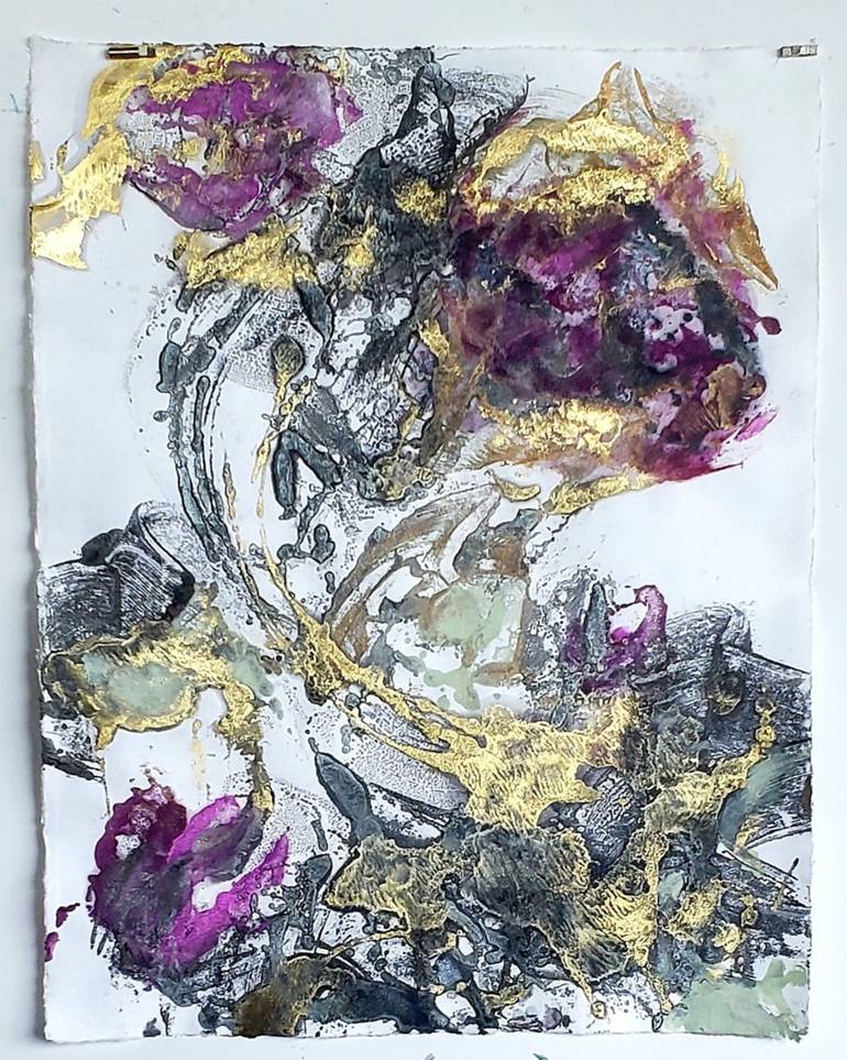 Original Abstract Floral Printmaking by Birgit Huttemann-Holz