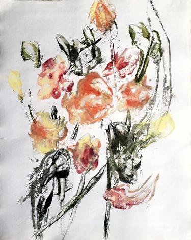 Original Abstract Expressionism Floral Printmaking by Birgit Huttemann-Holz