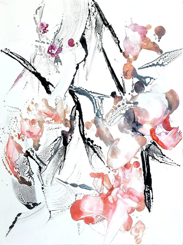 Original Abstract Floral Printmaking by Birgit Huttemann-Holz