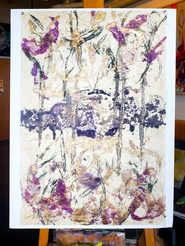 Original Abstract Floral Printmaking by Birgit Huttemann-Holz