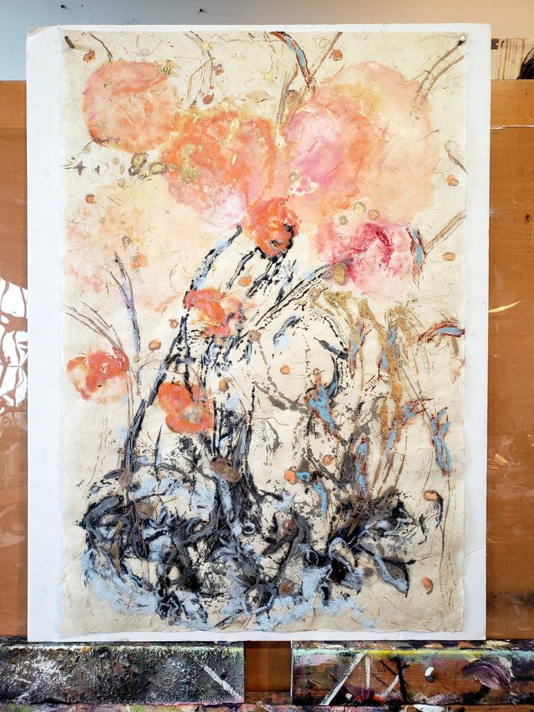 Original Floral Printmaking by Birgit Huttemann-Holz