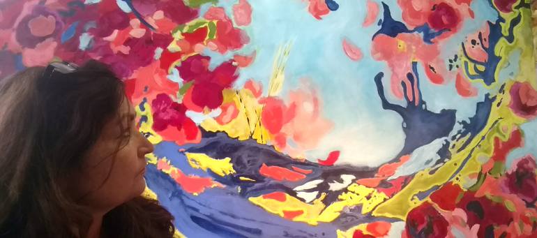 Original Abstract Expressionism Abstract Painting by Birgit Huttemann-Holz