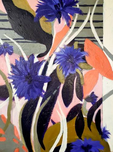 Original Art Deco Floral Paintings by Birgit Huttemann-Holz