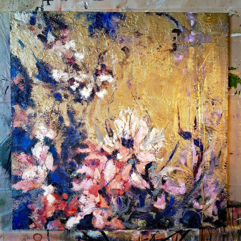 Original Abstract Expressionism Floral Painting by Birgit Huttemann-Holz