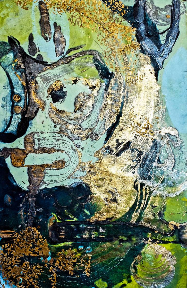 Original Abstract Expressionism Abstract Printmaking by Birgit Huttemann-Holz