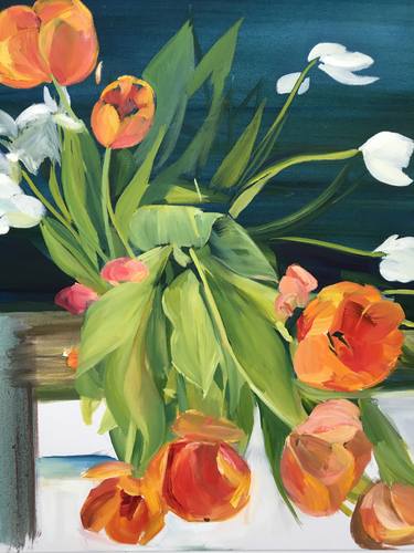 Original Fine Art Floral Paintings by louise camrass