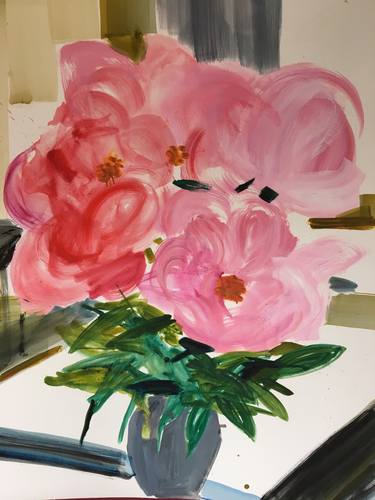 Original Figurative Floral Paintings by louise camrass