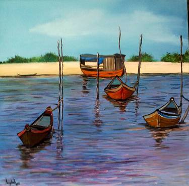 Original Figurative Sailboat Paintings by Suzanh Pires