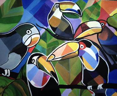 Original Cubism Animal Paintings by Suzanh Pires