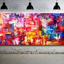 This artwork is an original, one-off work by the artist.

This work, as did the previous one, explores the feelings that I associate with complete abstractionism, I just let my emotions flow with the paint, each stroke of the brush feeds the emotion for the next and so on. It is an exploration of abstractionism and painted in the style of abstract expressionism.

I like using acrylics as the colours blend so well together.

This work is painted on 12 oz gallery canvas and has been sealed with varnish. The canvas is hand stretched onto a frame is 92 cm in height by 215 cm in width.

This work was created in November 2017.

In my paintings, I use finest quality professional Liquitex acrylic paints, gallery canvas. The painting was sprayed with a glaze of varnish.

A Certificate of Authenticity with hologram - verification is attached to the image.

FRAMED AND INTERIOR IMAGES 
In the photos, where the painting is shown mounted on a wall, these are purely for illustrative purposes. You should review the dimension of the artwork to be sure the work suits your needs. In the case when a painting is sold without a frame, of course, you can add a frame of your choosing and so it will add to the overall dimensions.

SHIPPING 
Shipping costs for this work internationally can be prohibitively expensive but the canvases can be taken off the stretchers and rolled up and shipped in a crate, avoiding heavy shipping costs. However, the buyer would need to have the canvases remounted. If you wish to have to means of shipping please notify me of purchase.