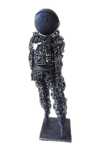 Abstract Black Textured Resin Person Sculpture Ornament Modern People Figurine  Decor Art