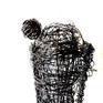Sculpture made in wire, has no foot, are hung on the wall.