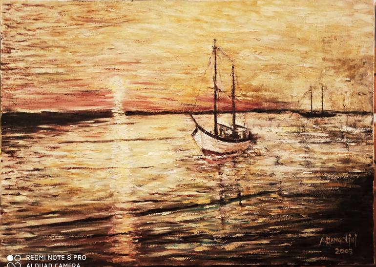 Original Impressionism Seascape Paintings by Arnaldo Mangolini