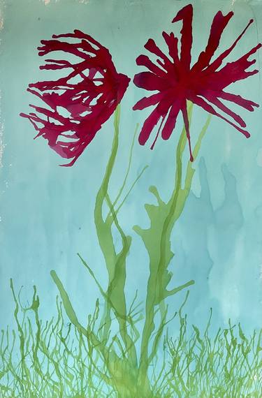 Original Abstract Floral Paintings by Courtenay Kusitor