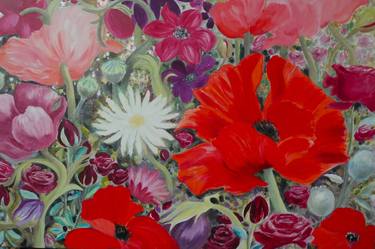 Print of Figurative Floral Paintings by Sharon Perris