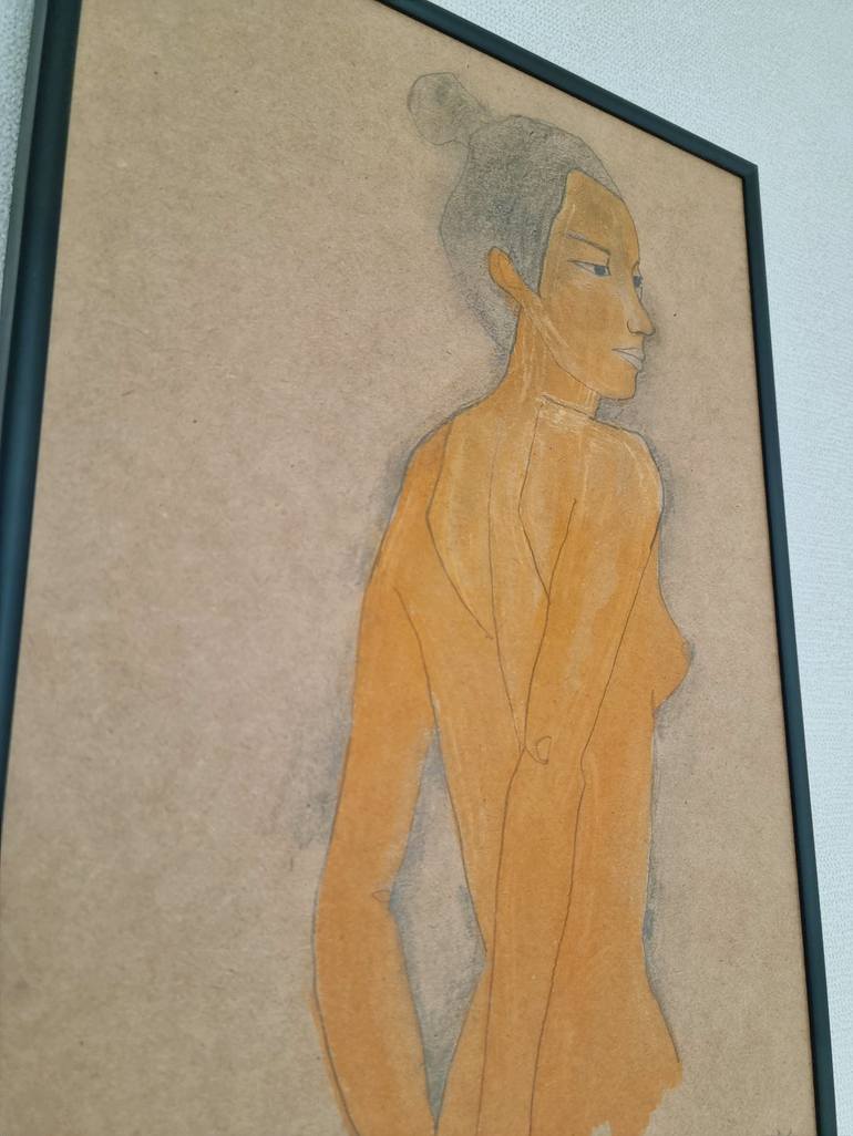 Original Fine Art Nude Drawing by Chamy Shin